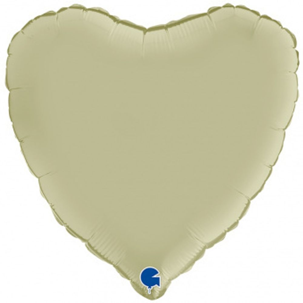 G Шар сердце 18" / 46 см сатин оливковый / Olive Green (БГ-15)