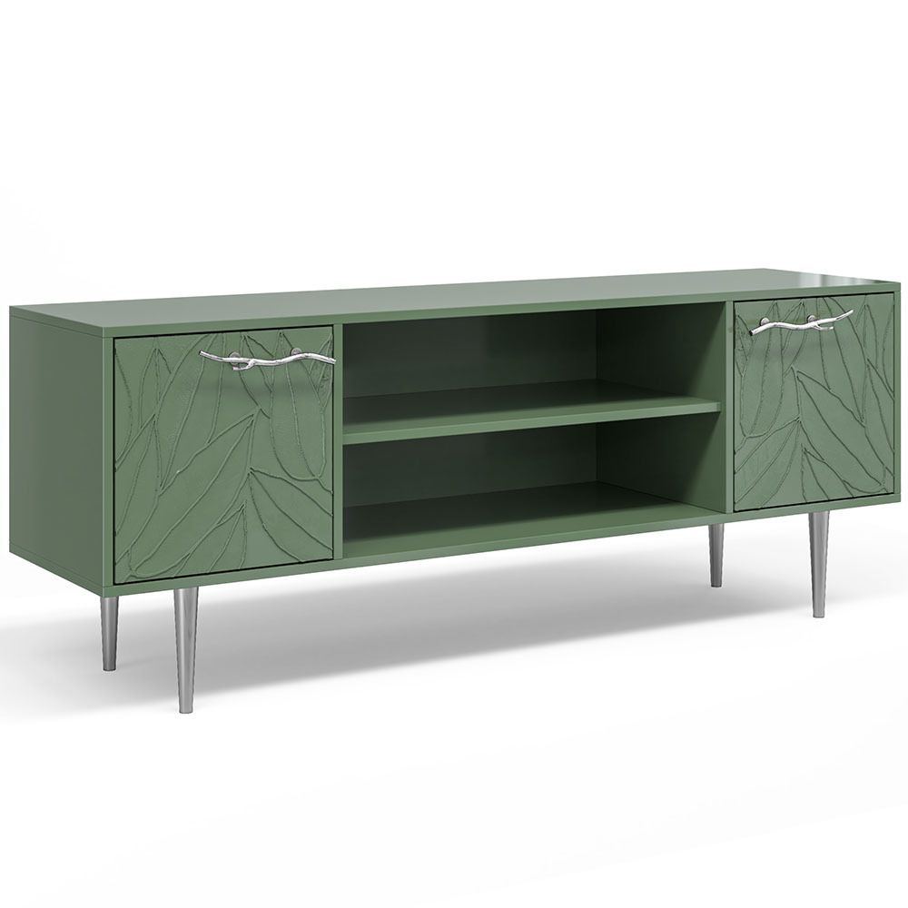 Тумба под ТВ Арт Колор leaves 155см Стайл Сильвер Зеленый нефрит