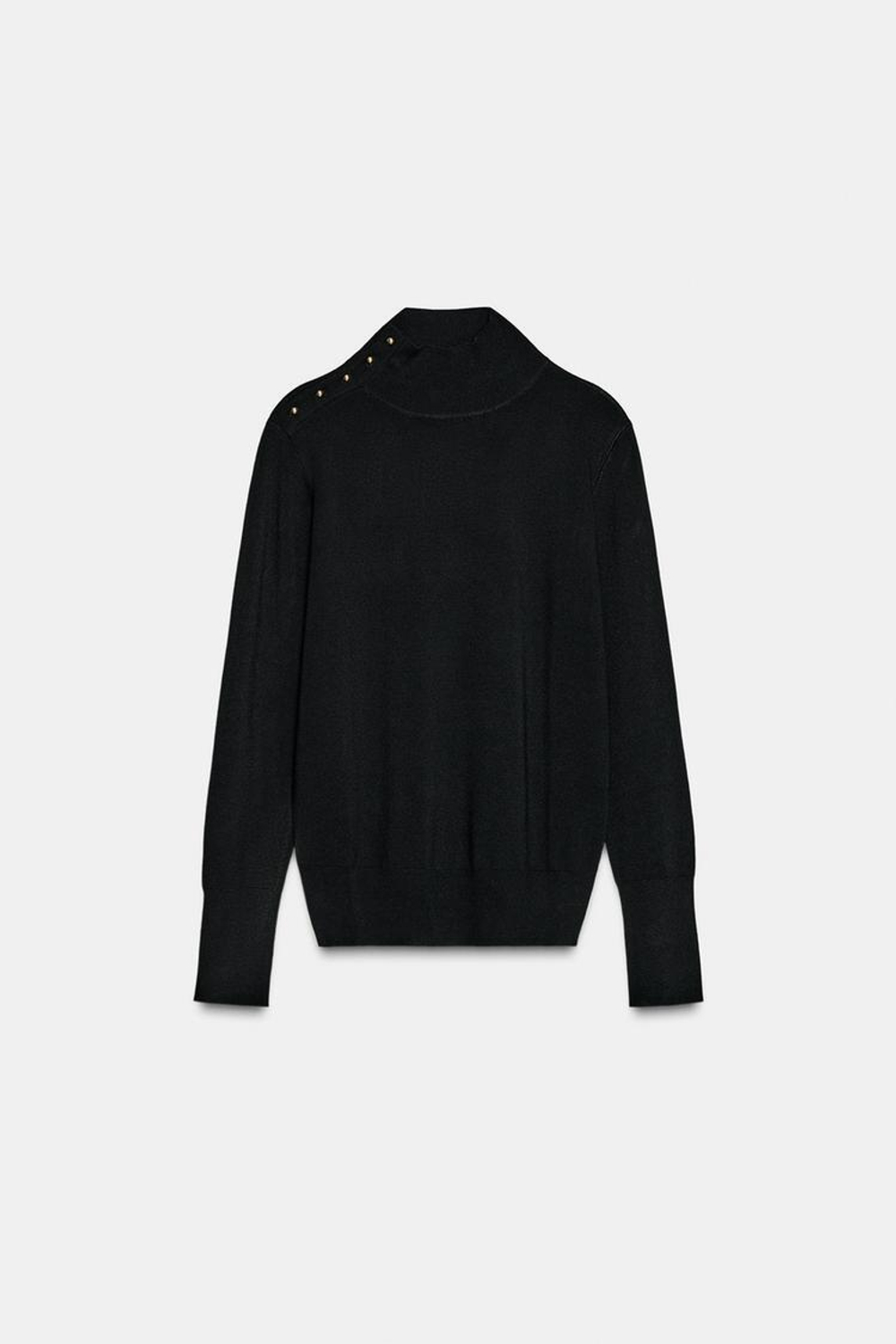 ZARA ВЯЗАНЫЙ ДЖЕМПЕР НА ПУГОВИЦАХ, ЧЕРНЫЙ