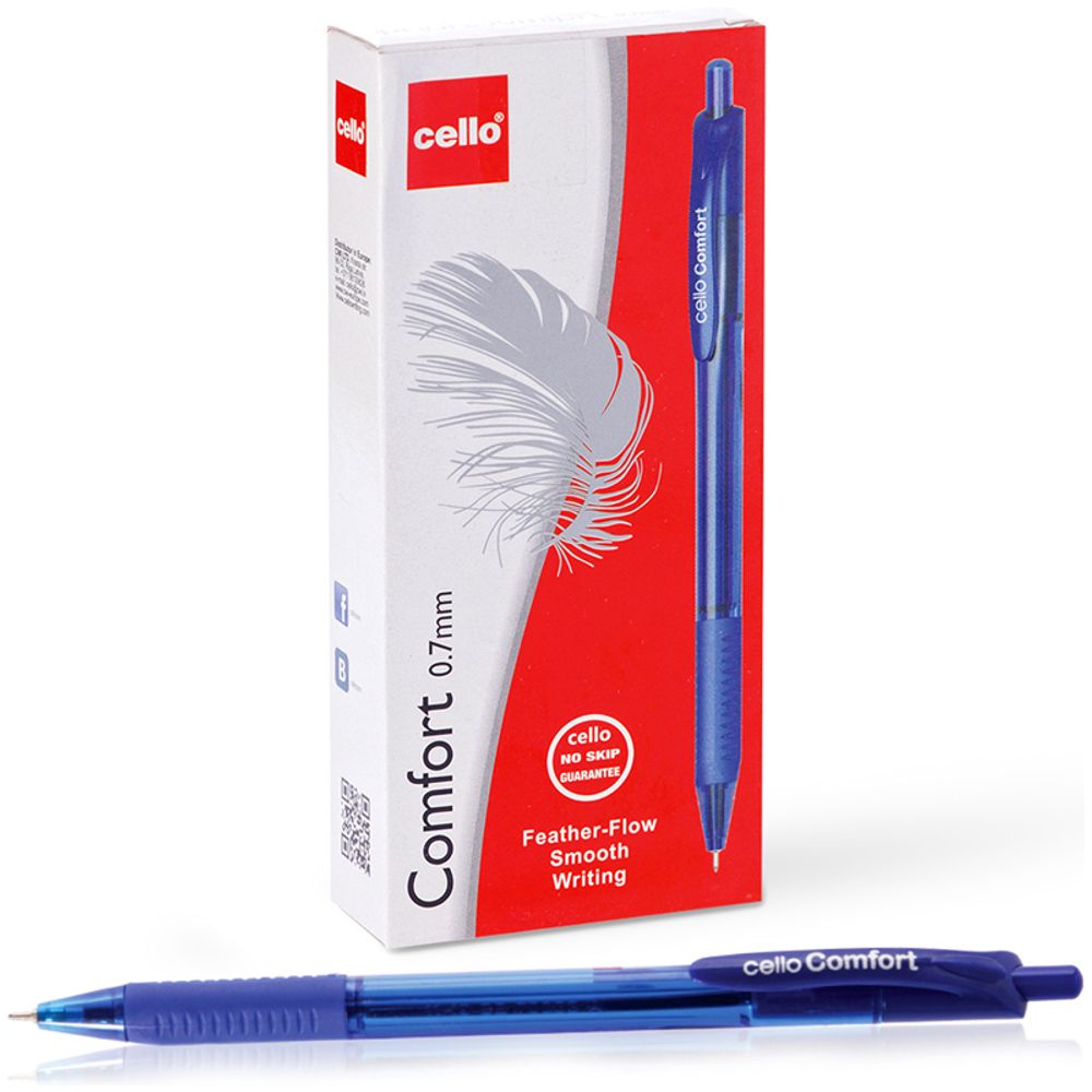 Ручка шариковая автоматическая Cello "Comfort" синяя, 0,7мм, грип, штрих-код