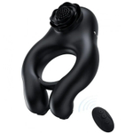 Черное эрекционное кольцо Abe с пультом ДУ (Цвет: черный)