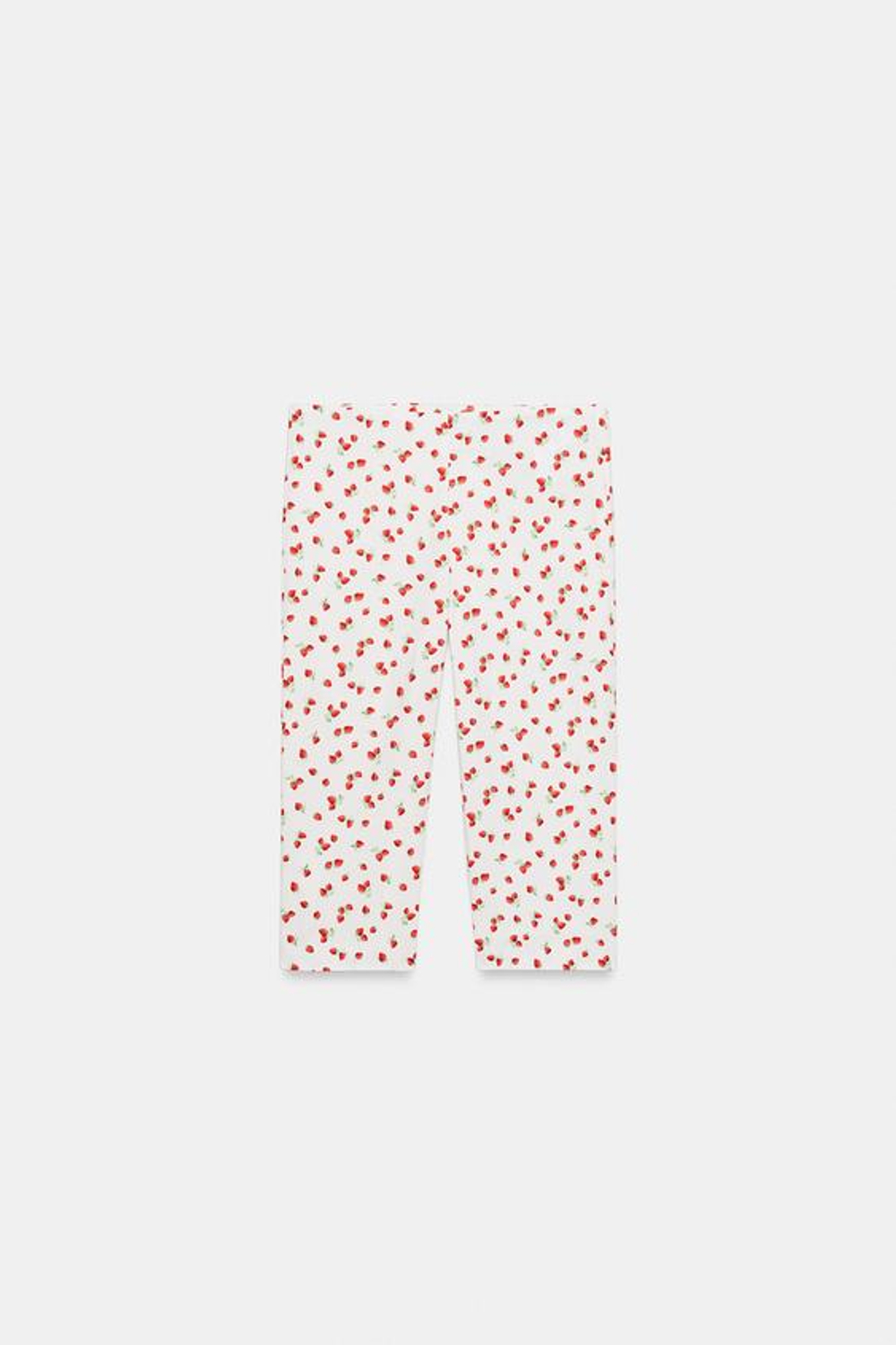 ZARA БРЮКИ КАПРИ С ПРИНТОМ КЛУБНИКИ, БЕЛЫЙ/КРАСНЫЙ