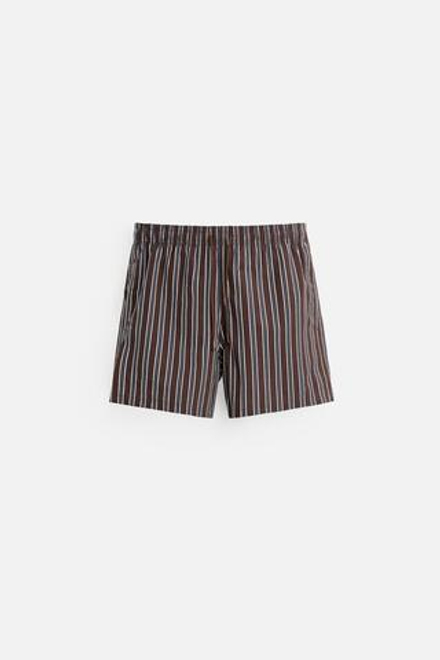 ZARA ПЛАВКИ КЛАССИЧЕСКОГО КРОЯ В ПОЛОСКУ, ГРАНАТОВЫЙ