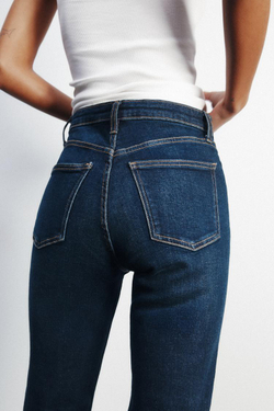 ZARA ДЖИНСЫ TRF CROPPED FLARE С ВЫСОКОЙ ПОСАДКОЙ, ТЕМНО-СИНИЙ