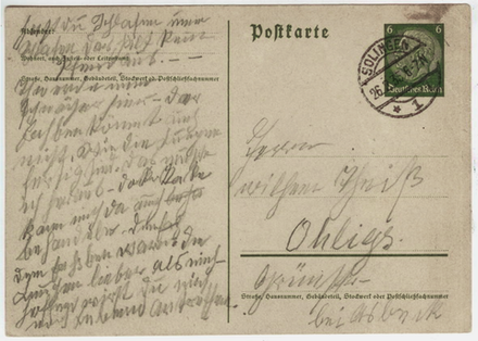 Почтовая карточка - Германия - 1935 год, подписана, прошла почту. Solingen (Золинген)