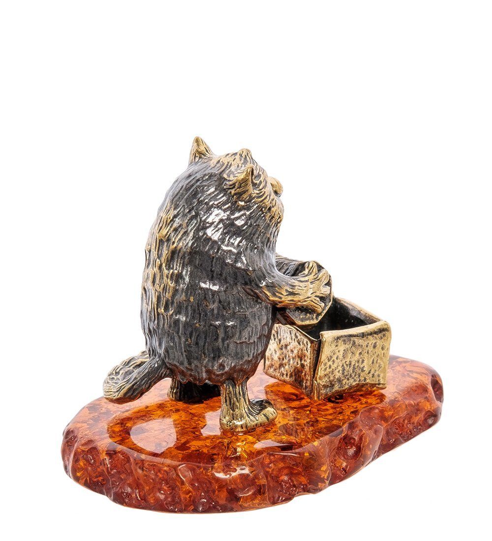 Народные промыслы AM-2221 Фигурка «Кот Уличный музыкант» (латунь, янтарь)