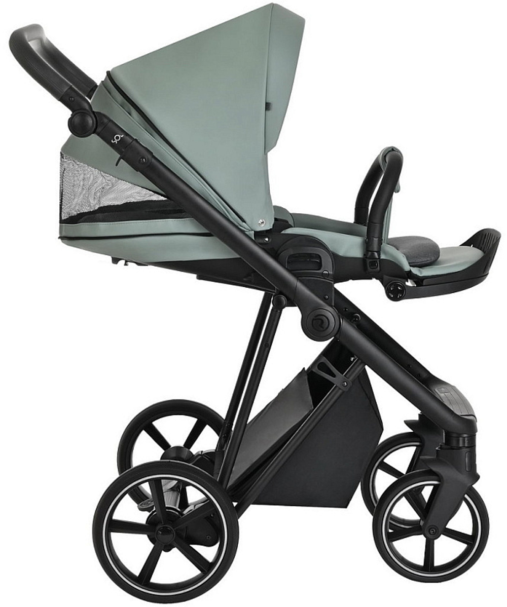 Детская коляска Roan Sol Кожа 3 в 1 с автокреслом Avionaut Silver Black RSL/2023 Misti Mint/Grey/руч. Серый