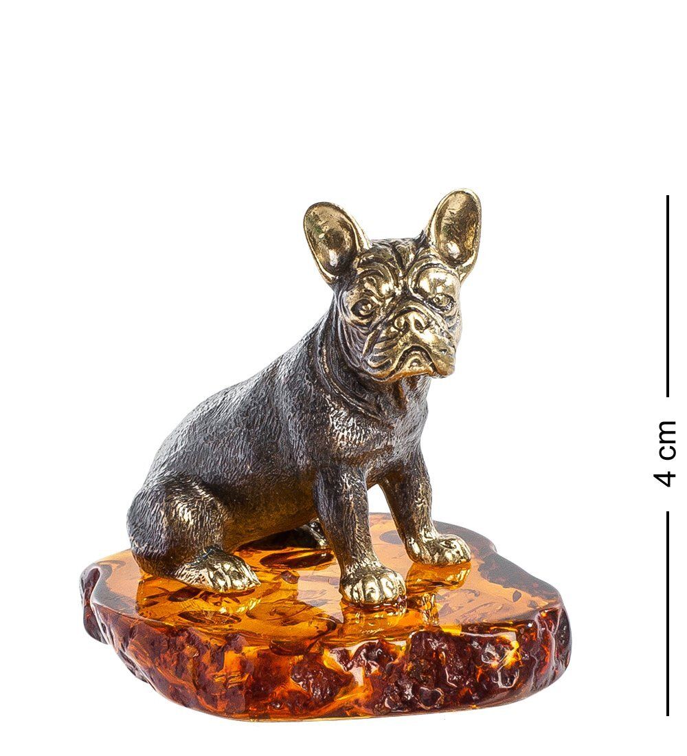 AM-1299 Фигурка «Французский бульдог» (латунь, янтарь)