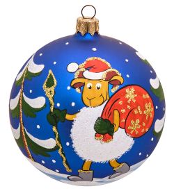 Элита НФШ-1459 Ел.украшение Шар «Барашек с посохом» синий 100 мм