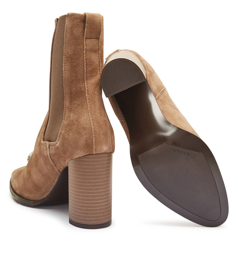 Кожаные ботильоны на каблуке Calvin Klein - бежевый(HW0HW02192)