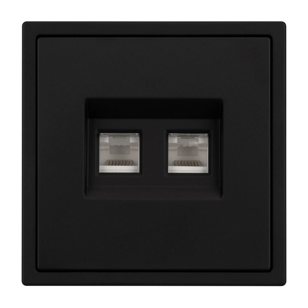 Механизм сдвоенной телефонной розетки SCT-NOBE-MTL2-SFPL-BK (RJ-11, 4C) (Arlight, Черный оникс) 054309