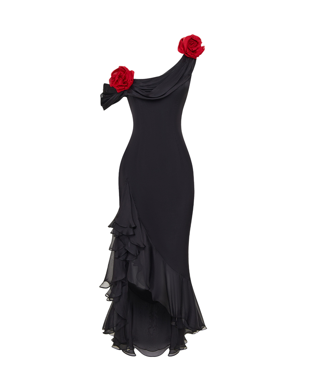 Платье миди из шифона с цветами