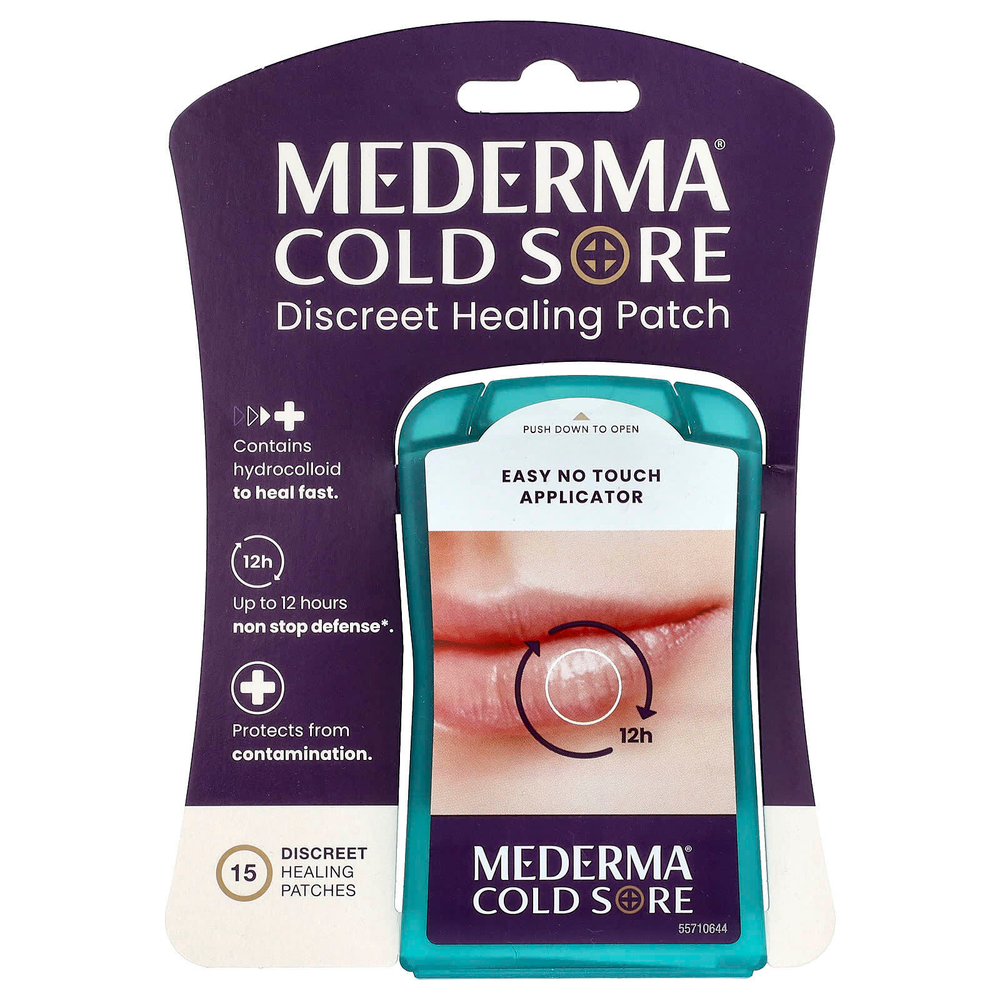 Mederma, герпес, незаметный заживляющий патч, 15 шт.