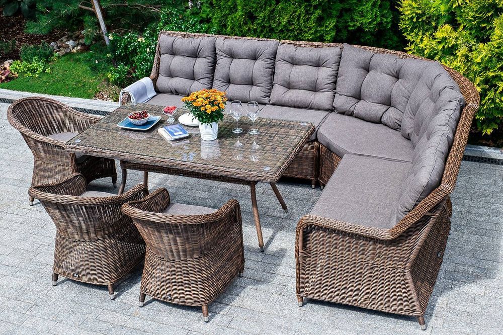 "Базелла" обеденная группа из искусственного ротанга, цвет коричневый