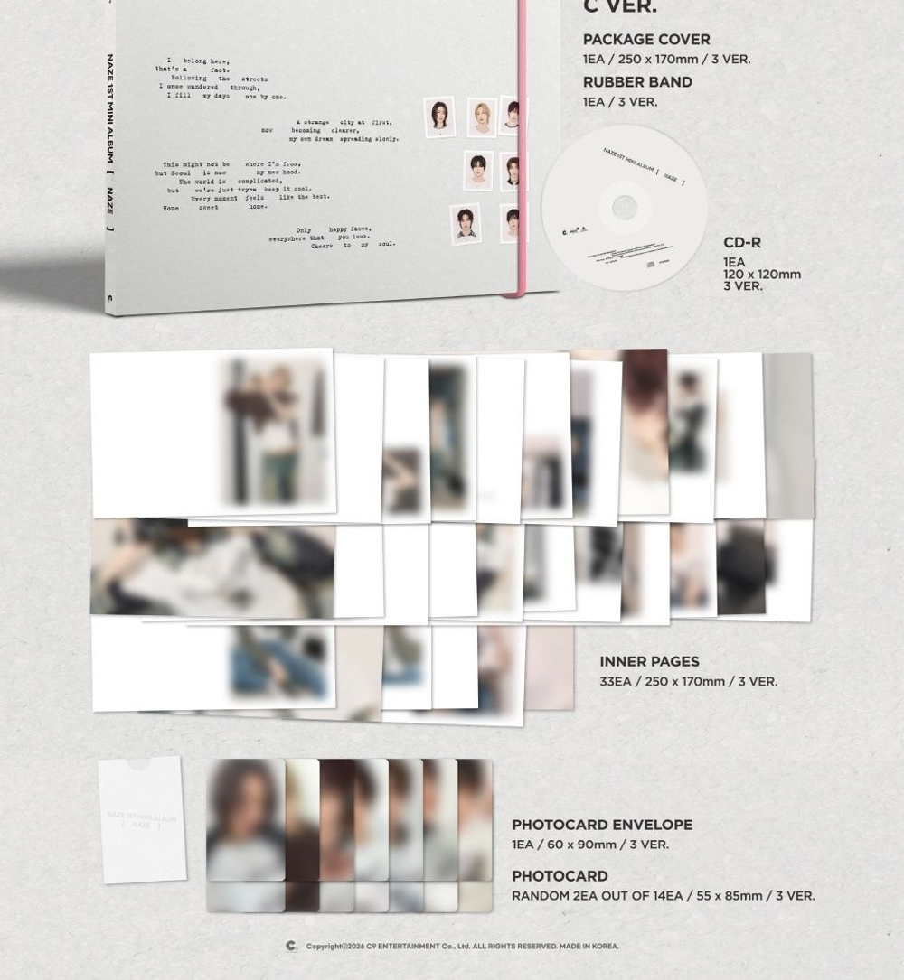 Альбом NAZE - NAZE 1st Mini Album 3 Version SET