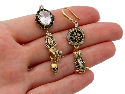 Асимметричные серьги-Винтаж "Gothic mystery", 50мм