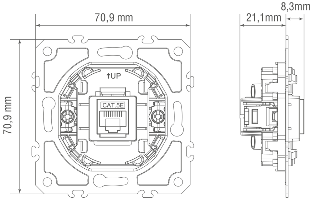 Механизм розетки RJ45 одиночная cat.5/ClassE-8,  серия D16