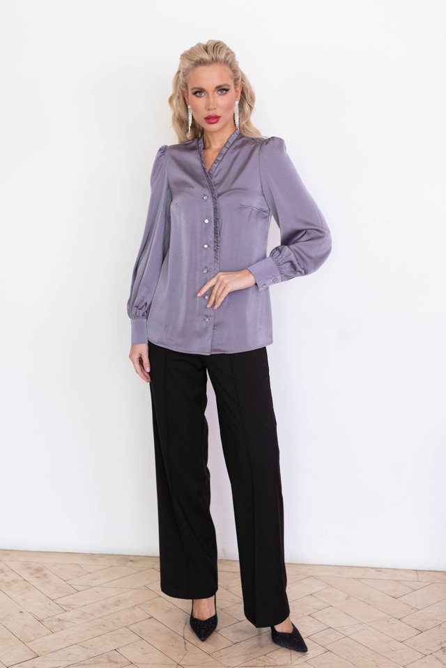 Блуза с рюшами в цвете графит