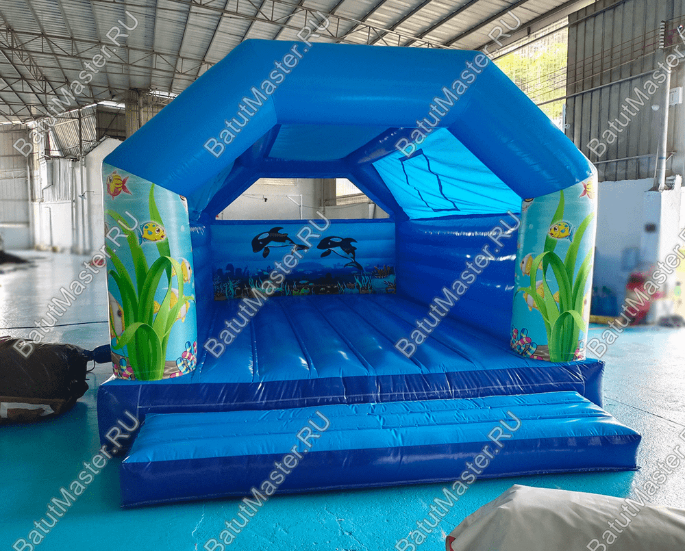 Большой надувной батут "Океан" с крышей