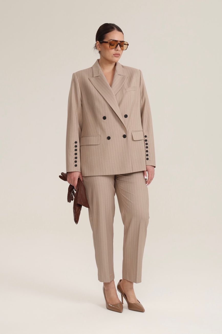 Брюки классические в полоску, мокко