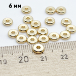 Бусина, цвет золото, размер 5,8*1,7 мм, цена за 10 шт