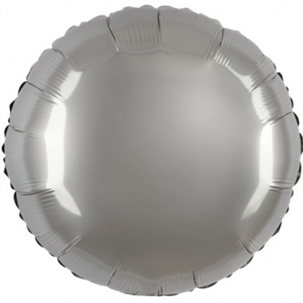 Шар-круг 18"/46 см, фольга, серебро лунное матовый (FM)