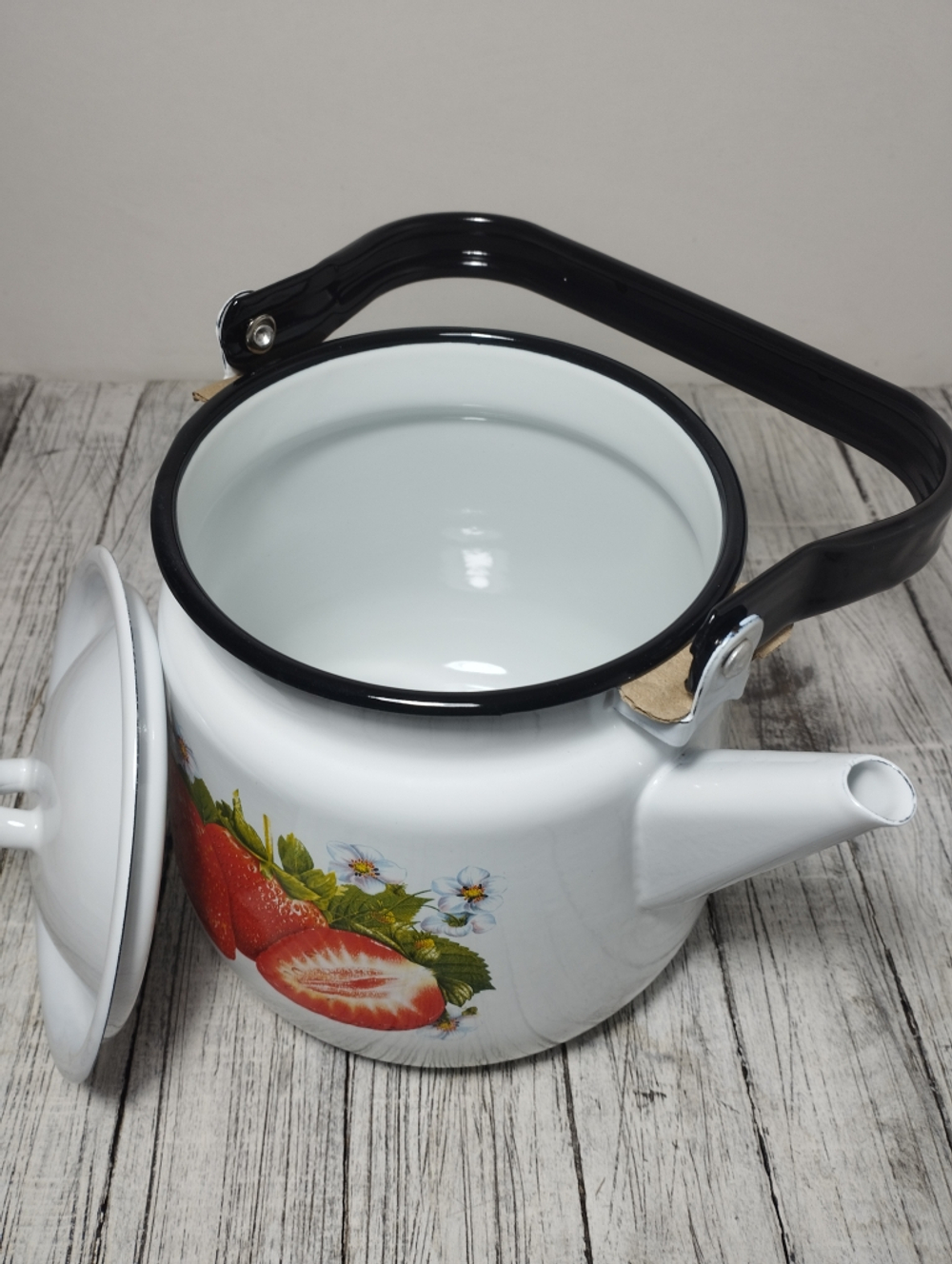 Чайник 3,5л с рисунком Клубника садовая белый 1с26с