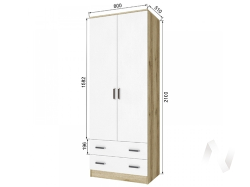 Шкаф комбинированный Лагуна 0;8 без зеркала (дуб делано/белый)