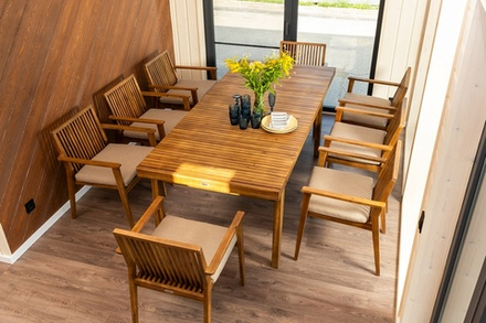 Обеденная группа из акации Joygarden МОНА XL, светло-серый