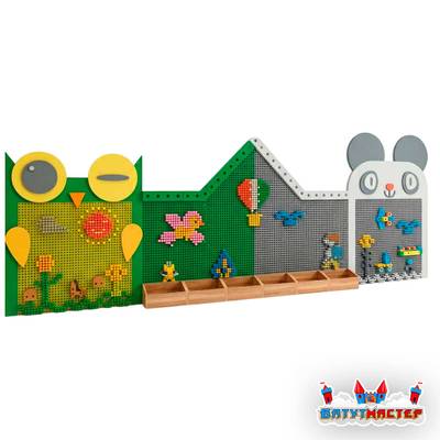 Интерактивная игровая стена «Мир фантазий», с мозаичными элементами