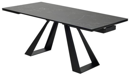 Стол FONDI 180 MARBLES NERO KL-116 Черный мрамор матовый, итальянская керамика/ черный каркас