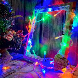 ULD-S1000-090-STA MULTI IP20 Гирлянда светодиодная. 10м. 90 светодиодов. Разноцветный свет. Провод прозрачный. ТМ Uniel