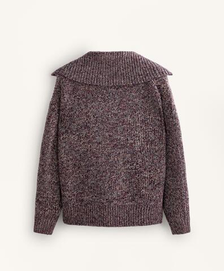 Oysho Вязаная толстовка с высоким воротником, бургунди