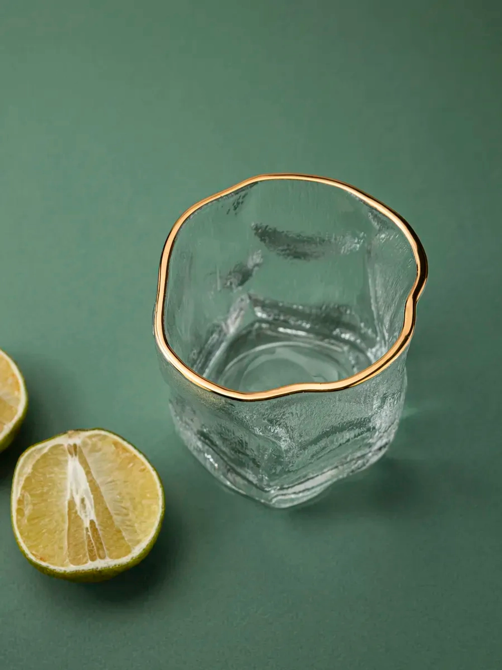 Набор изогнутых бокалов, лед, 250 мл. 6 шт с золотой каймой