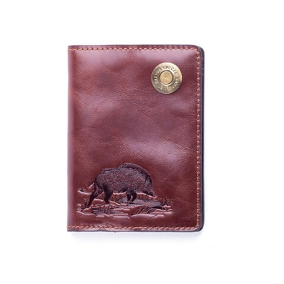 Обложка для паспорта (Коричневый, Кабан)