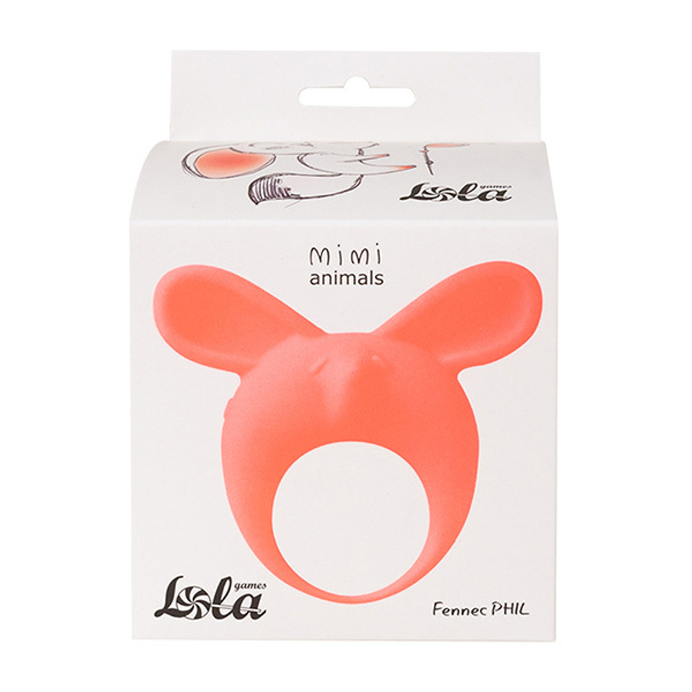 Оранжевое эрекционное кольцо 3,5см с вибрацией Lola Games Mimi Animals Fennec Phil Orange 7000-24lola