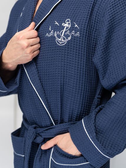 Мужской вафельный халат PATRICK синий