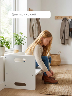 Растущий стул для детей, 74х34х34, Чек, стол и стул 2в1, деревянный, белый, Dipriz