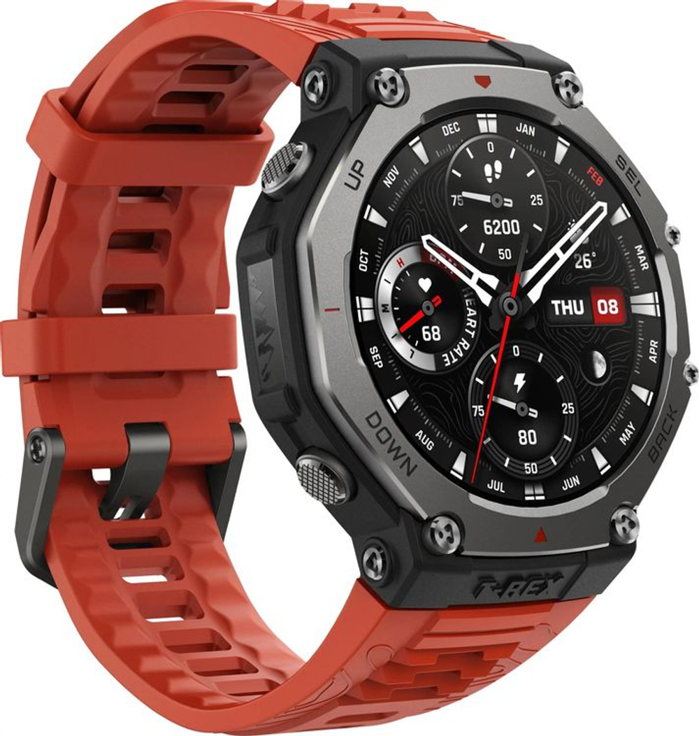 Смарт-часы AMAZFIT T-Rex 3 A2323,  48.5мм,  1.5",  красный/темно-серый