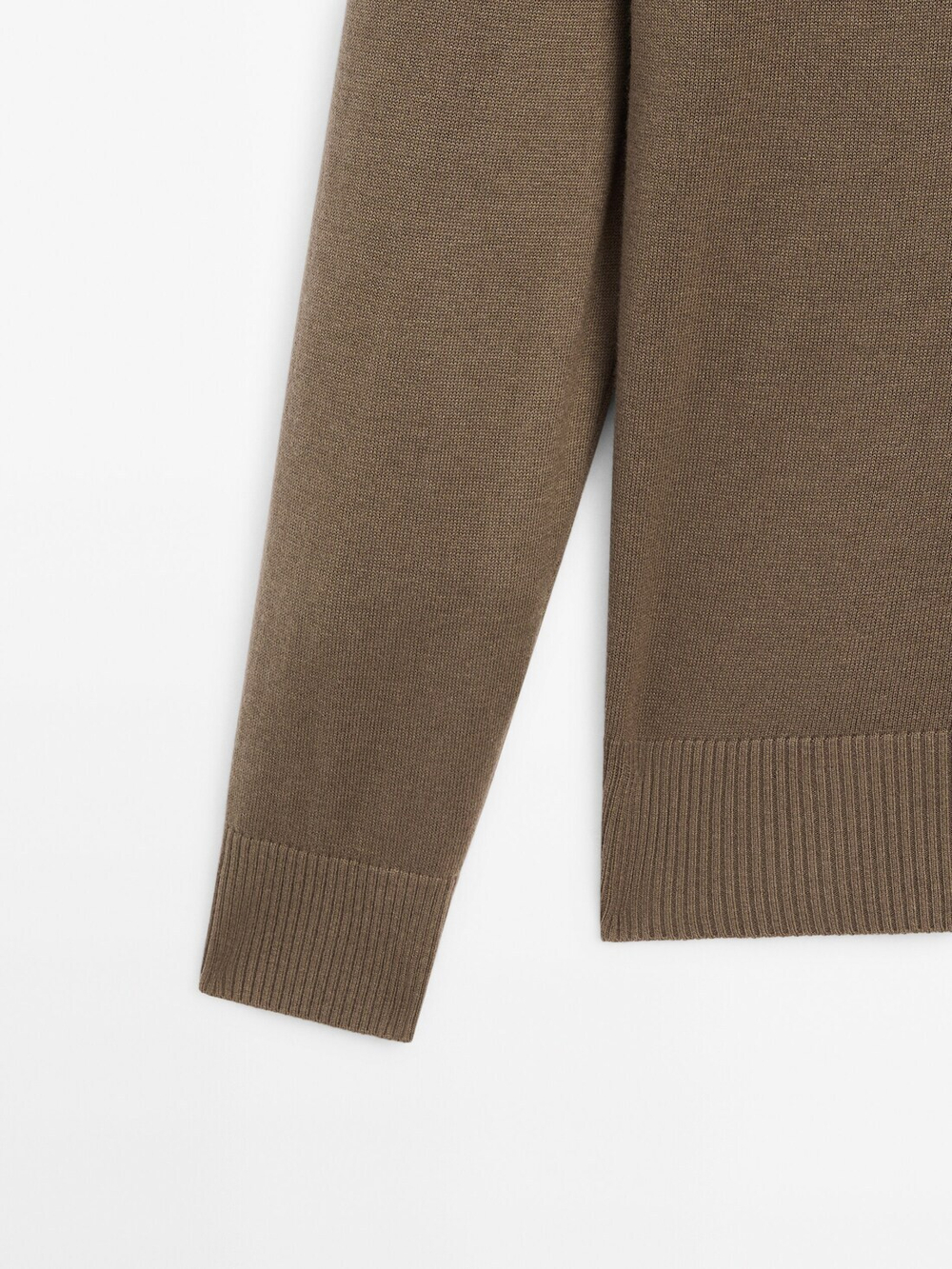 Massimo Dutti Шерстяной свитер с круглым вырезом, кофейный