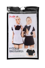Верхняя часть костюма «Русская школьница», Pecado BDSM, топ, банты, коричнево-белый, 46