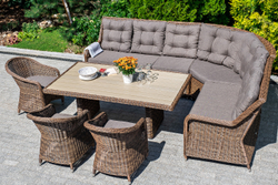 "Равенна" плетеное кресло из искусственного ротанга, цвет коричневый с серой подушкой