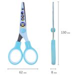 Ножницы BRAUBERG "Kid Series", 130 мм, голубые, с цветной печатью "Пингвины", закругленные, 232271