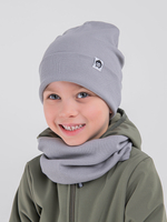 Комплект трикотажный шапка и снуд "Серый"