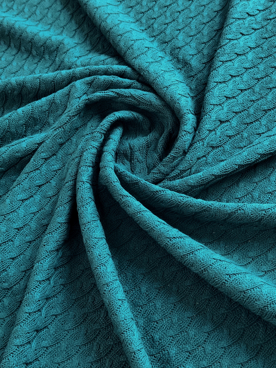 Трикотаж вязанный, косичка большая, морск волна, хлопок OXYGEN