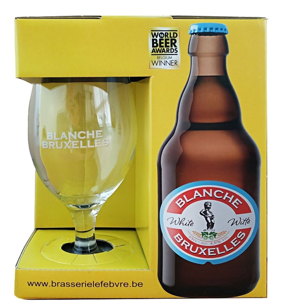 Пивной Подарочный Набор Бланш де Брюссель / Blanche de Bruxelles 3*0.33+Бокал