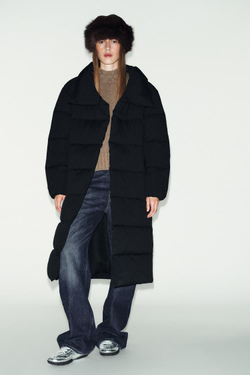 ZARA ДЛИННЫЙ АНОРАК С ВЫСОКИМ ВОРОТНИКОМ WATER REPELLENT WINDPROOF, ЧЕРНЫЙ