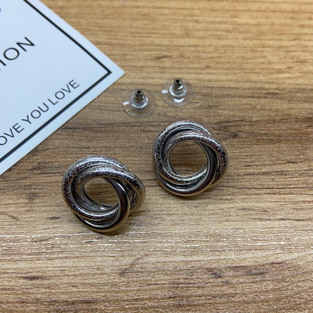 Серьги Fashion кольцо тройное сияние глянец цвет медный светлый 2 см