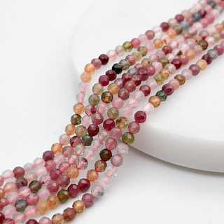 Турмалин граненый бусины, диаметр 3,3-3,5 мм, цена за отрезок 19 см (1/2 нити)