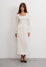 Платье-футляр, молочное